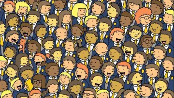 Can you spot 3 owls among the school children in 13 secs?