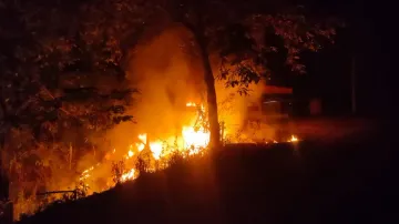 SUV On Fire After Hitting Tree