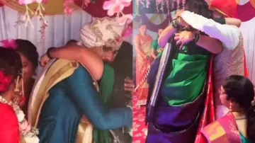Sister of groom takes away bride's limelight on wedding stage