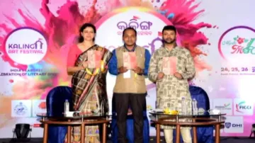 OTV MD Jagi Panda unveils Satyarth Nayak’s ‘Mahagatha’ at Kalinga Lit Fest
