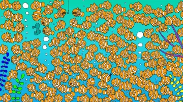 Can you find goldfish hidden among clownfish in this optical Illusion in 12 secs?