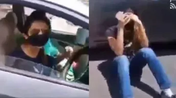 Girl breaks down on road after traffic cops stop car for checking papers, watch