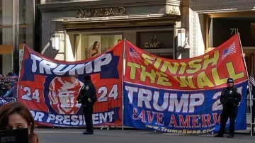  Former President Donald Trump's supporters protest near Trump Tower in New York on Monday, April 3,