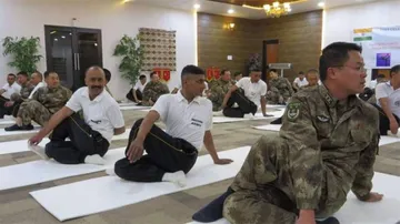 Indian, Chinese army soldiers perform Yoga on LAC in eastern Ladakh
