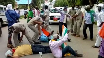 Odisha Farmers Lie Down In Front Of Collector's Car Demanding Compensation