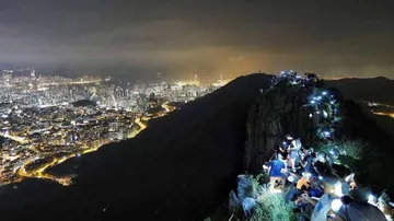 HK's Lion Rock 'shines' in show of solidarity