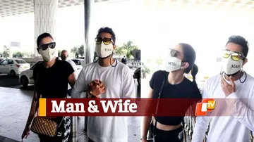 Gauhar Khan & Husband Zaid Darbar Spotted In Adorable Matching Masks At Mumbai Airport