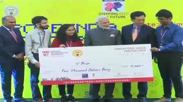 PM Modi felicitates winners of first India-Singapore Hackathon