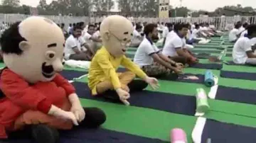 International Day Of Yoga: Motu and Patlu perform yoga with PM Modi