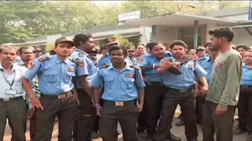 Security guards stage protest over pending dues in RSP