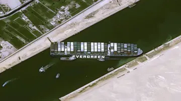 Container Ship Stuck In Suez Canal Refloated