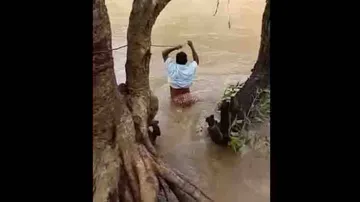 Odisha Teacher Crosses Flooded River Using Rope To Attend I-Day Function