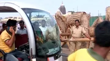 Battery-operated car runs into Goddess Subhadra’s under-construction chariot in Puri