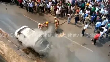 Moving car catches fire in Bhubaneswar