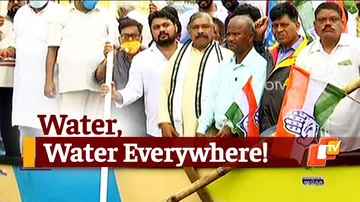 Congress Launches Protest On A Boat In Smart City Bhubaneswar