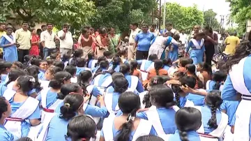 Bhubaneswar school students protest teacher's arrest