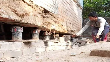 Really! 3-storey house in Bhubaneswar lifted 3 feet from ground using jacks