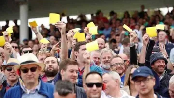 Spectators Wave Sandpapers At Warner, Bancroft At Ashes
