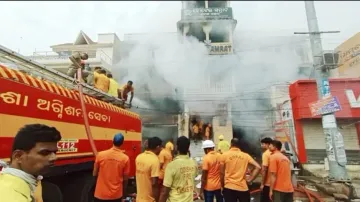 Fire services personnel in action