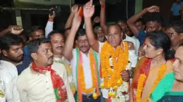 BJP workers celebrate victory in Puri