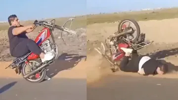 Youth rides bike without front-wheel, watch how stupidity ends up hilariously