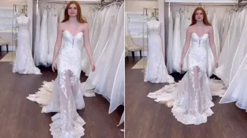 Bride opts for sheer see-through wedding dress despite mother request for ball gown