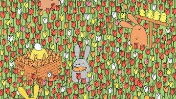 Can you spot an egg among the tulip flowers in 9 secs?