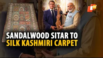 PM Narendra Modi also gifted Pochampally Ikat in Sandalwood Box to France's First Lady Brigitte Macr