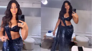 Nora Fatehi drops sensual video in blue shimmery saree, fans can’t get over; watch