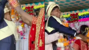 Bride, groom fiercely compete on wedding stage