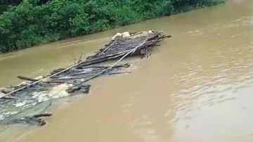 Wooden Bridge Gets Washed Away In Mohana