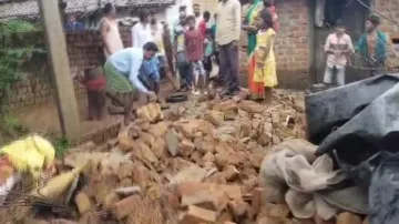 Collapsed Wall Of The House In Jayapatna