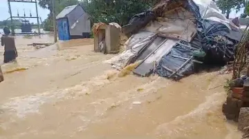 Village inundated in floodwater