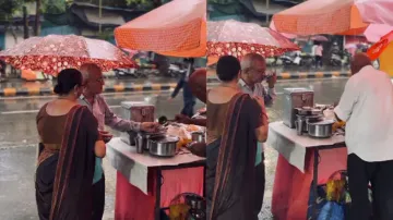 Elderly couple enjoying ‘golgappa date’ on rainy day is the best thing on internet; watch 