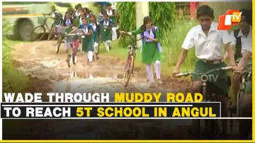 Students, Teachers Wade Through Muddy Road To Reach 5T School In Odisha’s Angul