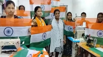 Women SHG Members With National Flags