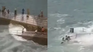 Young girl gets swept away by high tides, quick-action of bystander saves life; watch