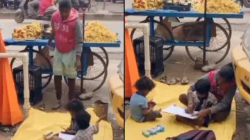 Mother teaching kids at roadside fruit stall; heartfelt video leaves internet emotional; watch