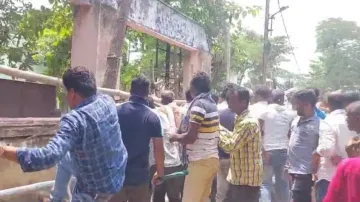 Bipin Pradhan's supporters protest near Digapahandi block office