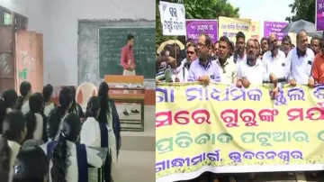 Teachers take classes and stage protest wearing black badges in Odisha
