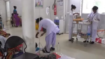 Patients Getting Treated On Verandah Of Hospital