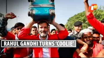 Rahul Gandhi Dons ‘Coolie’ Avatar At Delhi Anand Vihar Railway Station