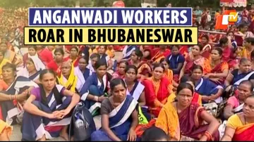 Anganwadi Workers Hold Massive Protest In Bhubaneswar Over 9-Point Demand 