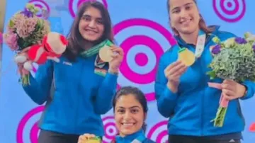 Indian women 25m pistol team strike gold, 50m rifle 3-position women's team bags silver