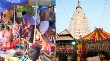 Mahalaya: Devotees offer ‘pinda’ to forefathers, throng Samaleswari temple to witness Dhabalamukhi B