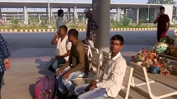 Passengers Wait For Bus At An Empty Netaji Bus Terminal, Cuttack