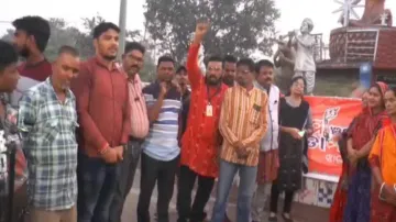 Protest In Jharsuguda Against Manoj Mishra Ban
