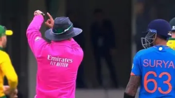 Umpire calling Time-out during India's innings