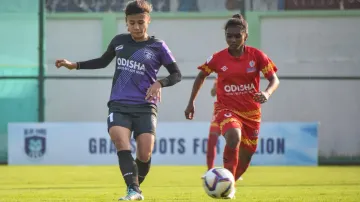 Action during a match between Sports Odisha and Odisha FC 