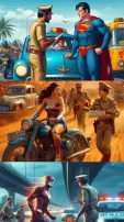 Superheroes Caught by Police for Violating Traffic Rules in AI-Imagined Scenarios